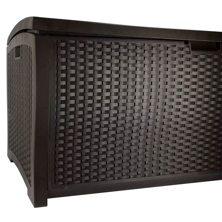 Mocha Brown Wicker Resin 99-Gallon Lockable Deck Box