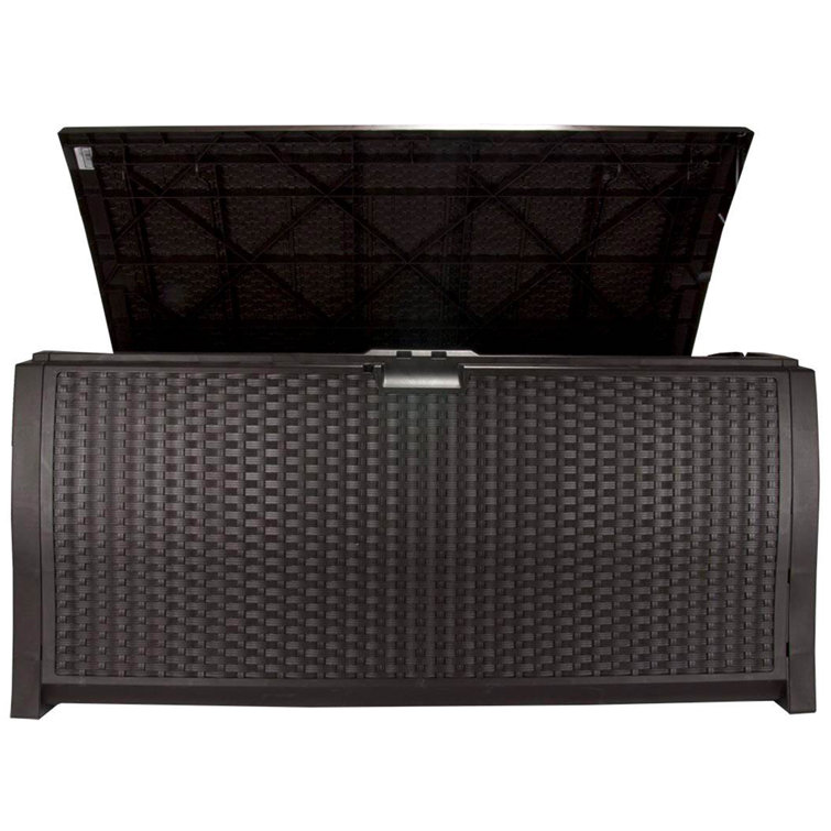 Mocha Brown Wicker Resin 99-Gallon Lockable Deck Box