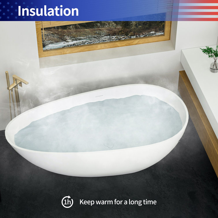 59'' Matte White Solid Surface Freestanding Bathtub