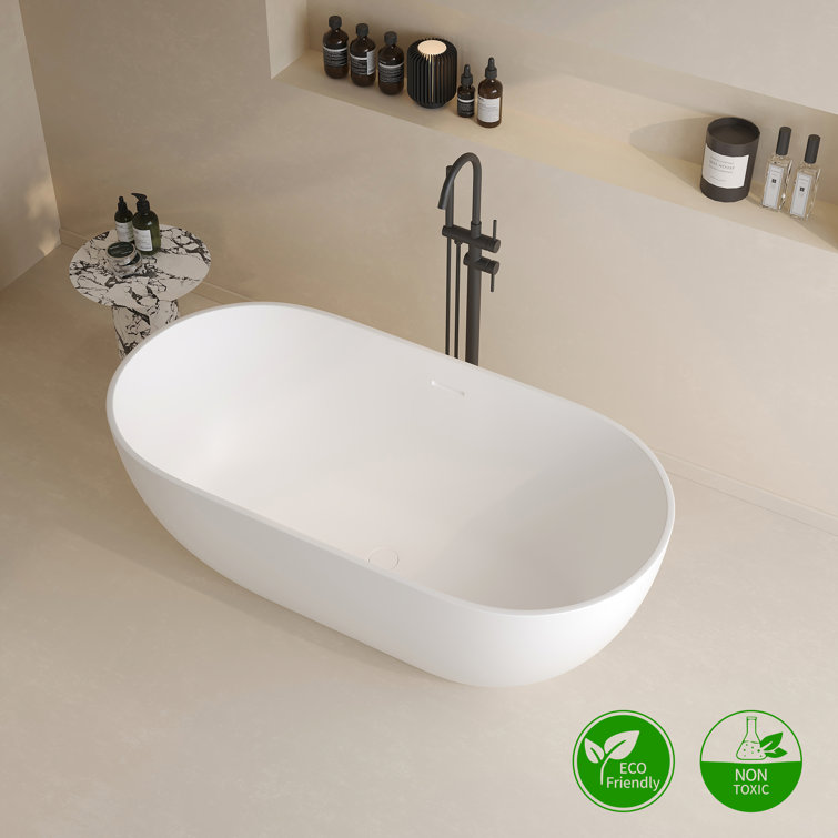59'' Matte White Solid Surface Freestanding Bathtub