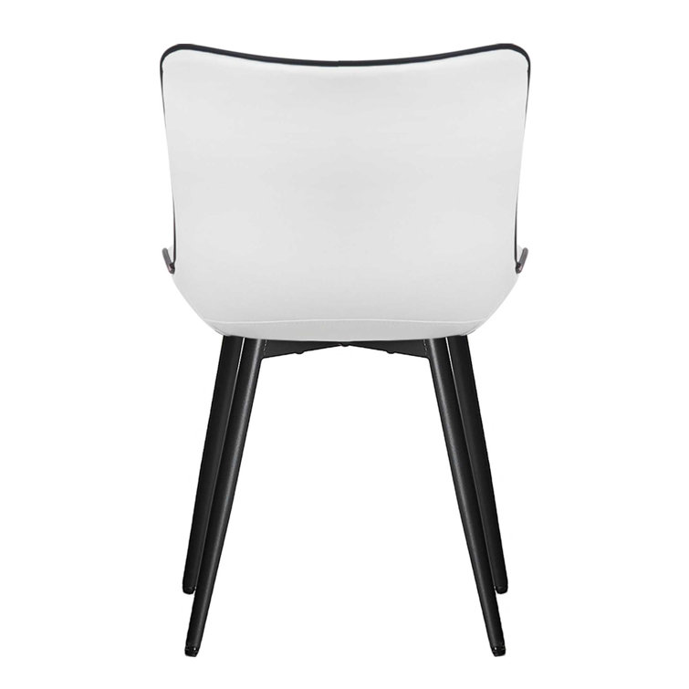White Faux Leather Upholstered Side Chair with Metal Legs