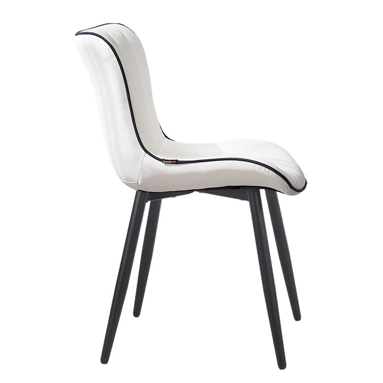 White Faux Leather Upholstered Side Chair with Metal Legs
