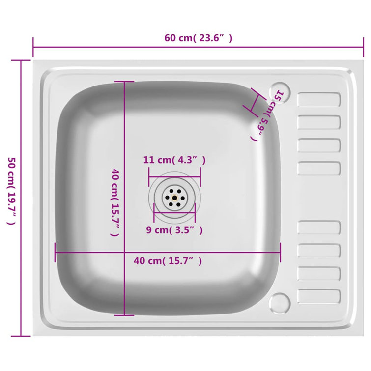 23.6" Stainless Steel Drop-in Kitchen Sink with Drainer