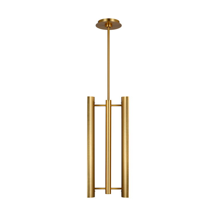 Burnished Brass Modern LED Pendant Light with Dual Bars