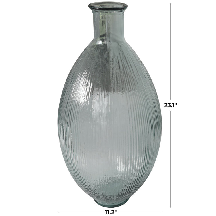 Asymmetrical Handcrafted Clear Glass Table Vase