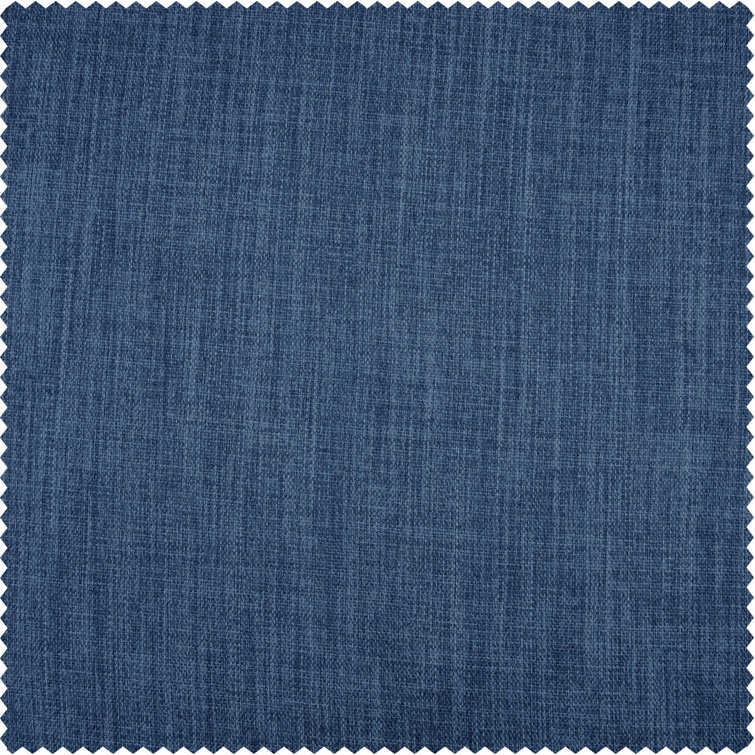 Denim Blue Faux Linen Extra Wide Blackout Curtain Panel