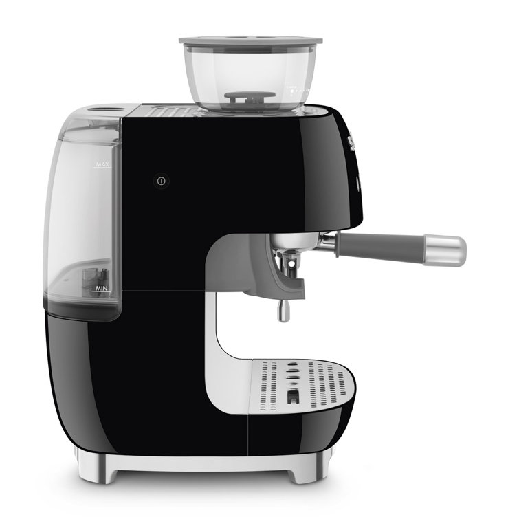 Black Semi-Automatic Espresso Machine with Grinder and Steam Wand