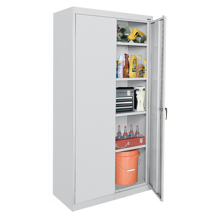 Dove Gray Steel Office Storage Cabinet with Adjustable Shelves