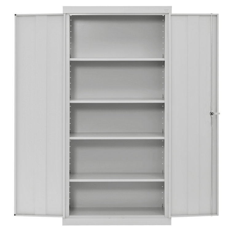 Dove Gray Steel Office Storage Cabinet with Adjustable Shelves