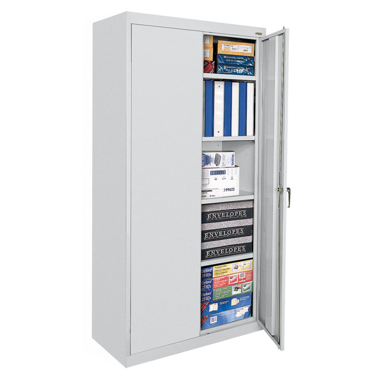 Dove Gray Steel Office Storage Cabinet with Adjustable Shelves