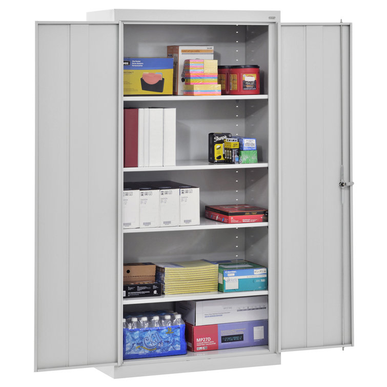 Dove Gray Steel Office Storage Cabinet with Adjustable Shelves