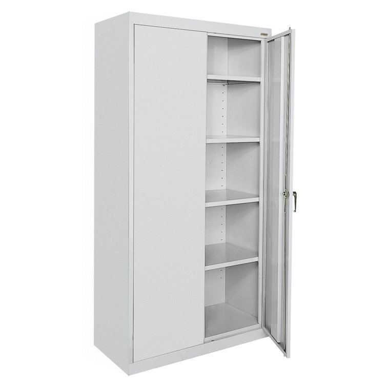 Dove Gray Steel Office Storage Cabinet with Adjustable Shelves