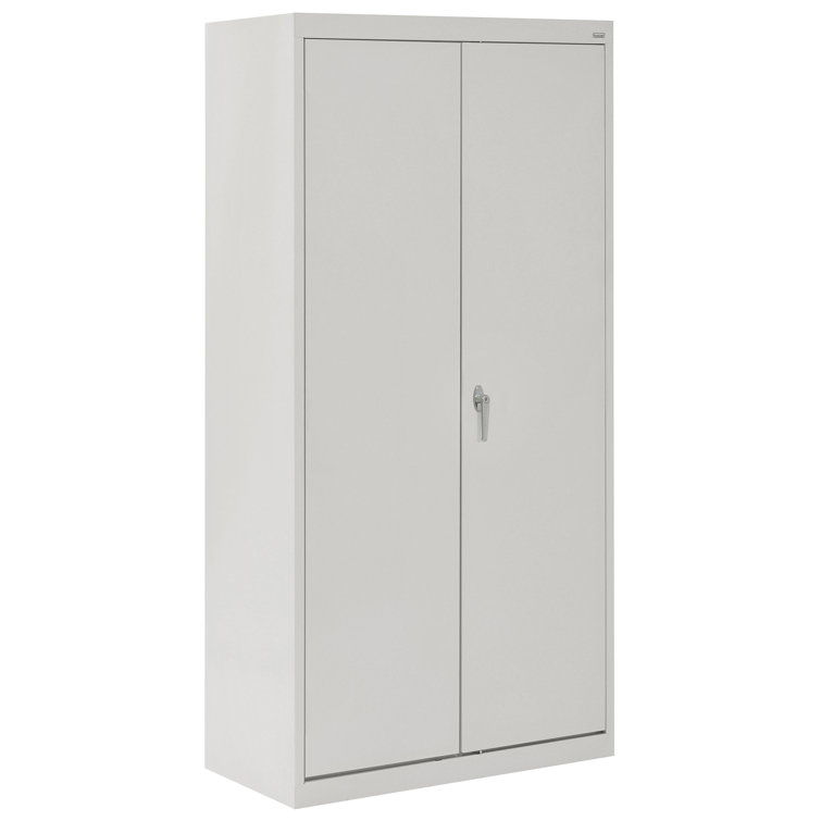 Dove Gray Steel Office Storage Cabinet with Adjustable Shelves