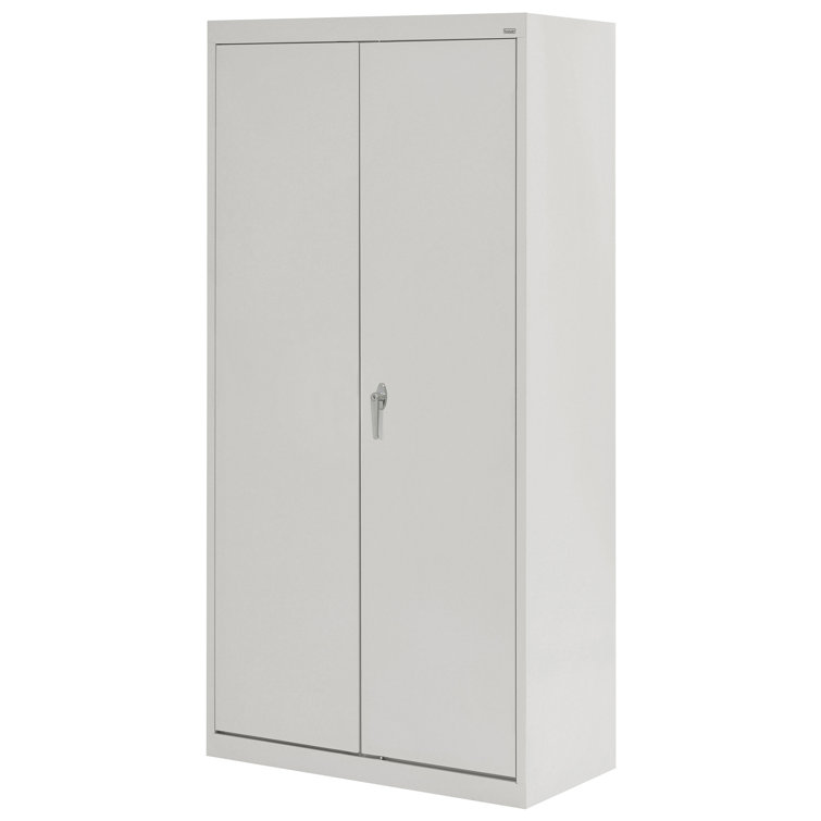 Dove Gray Steel Office Storage Cabinet with Adjustable Shelves