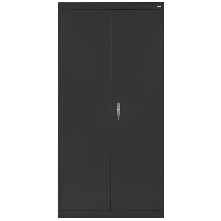 Classic Black Steel Wardrobe Cabinet with Adjustable Shelf