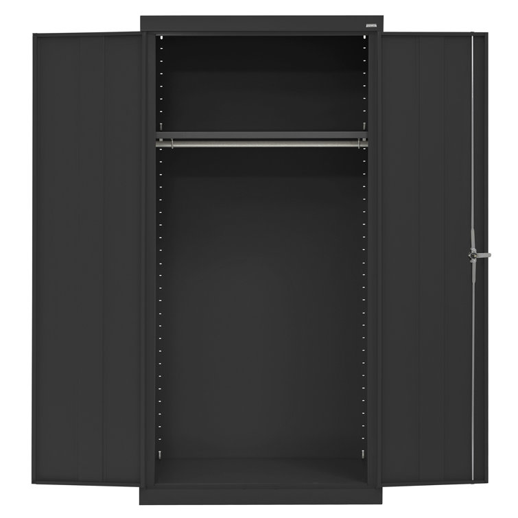 Classic Black Steel Wardrobe Cabinet with Adjustable Shelf