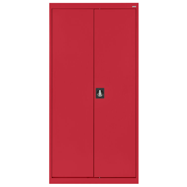 Heavy Duty Red Steel Freestanding Lockable Office Cabinet with Adjustable Shelving