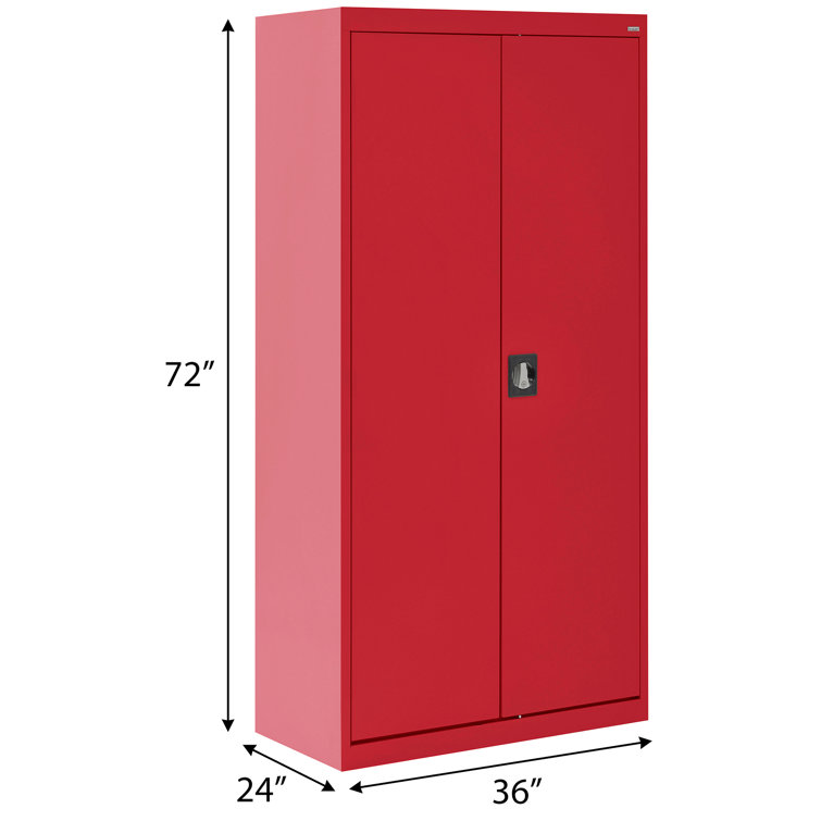 Heavy Duty Red Steel Freestanding Lockable Office Cabinet with Adjustable Shelving
