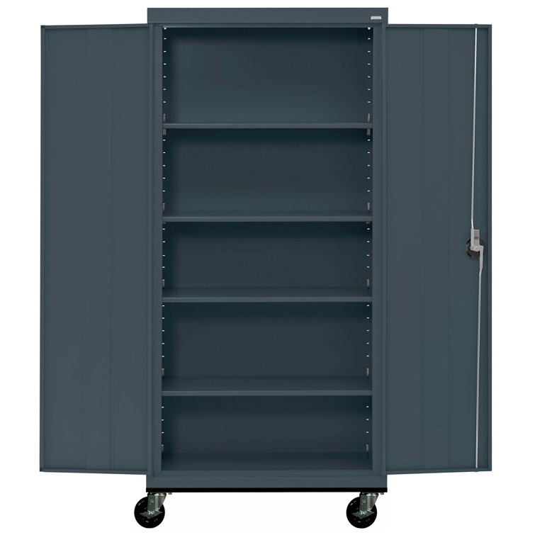 Charcoal Steel Freestanding Lockable Office Cabinet with Adjustable Shelving