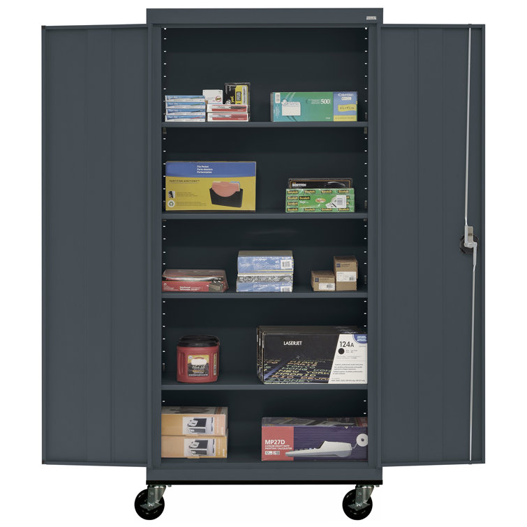 Charcoal Steel Freestanding Lockable Office Cabinet with Adjustable Shelving