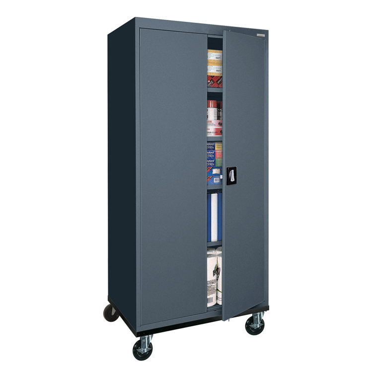 Charcoal Steel Freestanding Lockable Office Cabinet with Adjustable Shelving