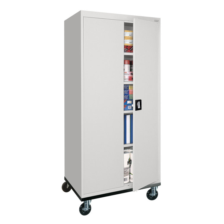 Freestanding Lockable 78" Gray Office Cabinet with Adjustable Shelving