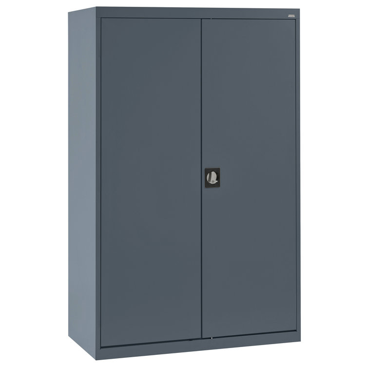 Gray Steel Freestanding Lockable Office Cabinet with Adjustable Shelving