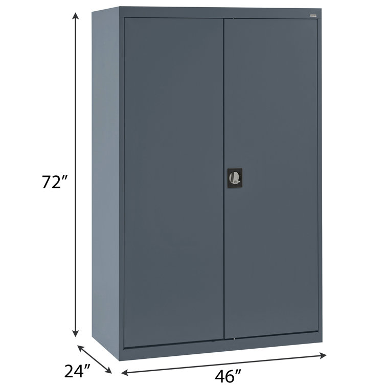 Gray Steel Freestanding Lockable Office Cabinet with Adjustable Shelving