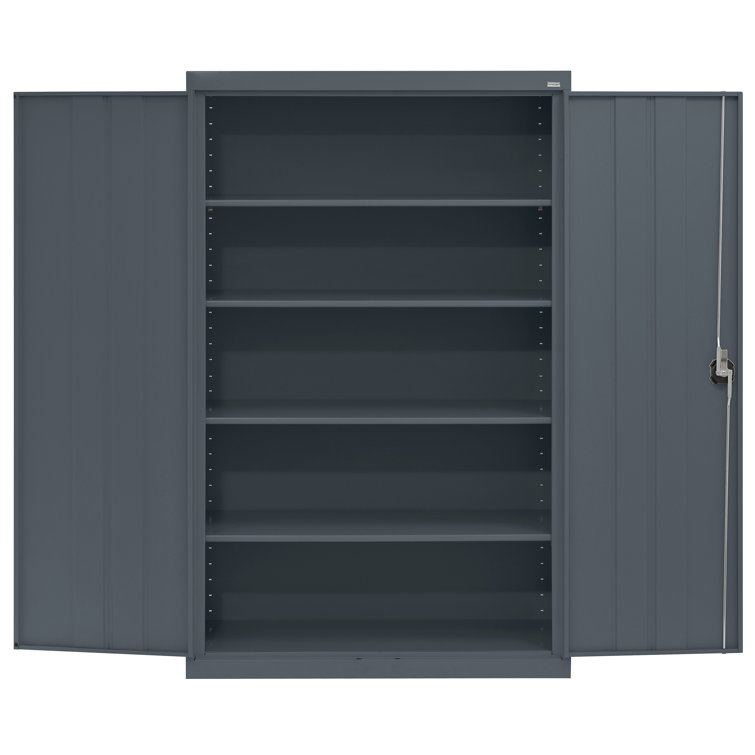 Gray Steel Freestanding Lockable Office Cabinet with Adjustable Shelving