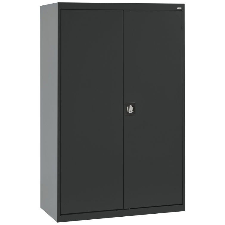 Black Full Height Steel Office Storage Cabinet with Adjustable Shelving