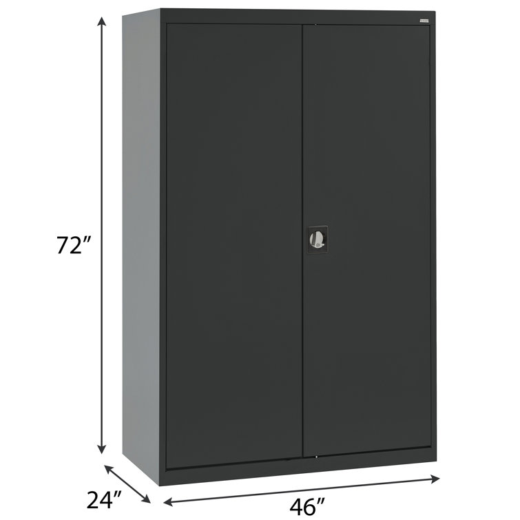 Black Full Height Steel Office Storage Cabinet with Adjustable Shelving
