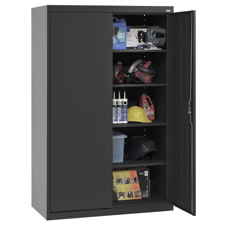 Black Full Height Steel Office Storage Cabinet with Adjustable Shelving