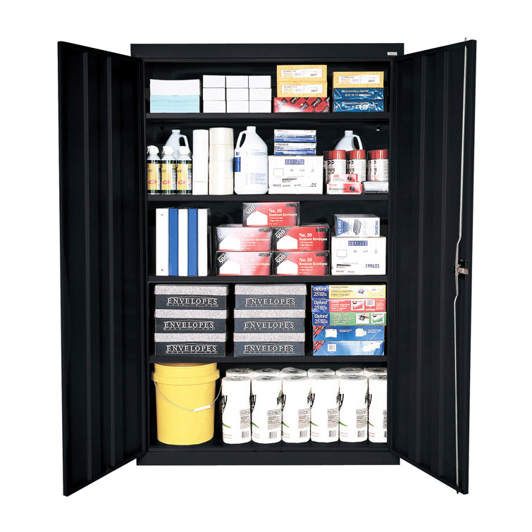Black Full Height Steel Office Storage Cabinet with Adjustable Shelving