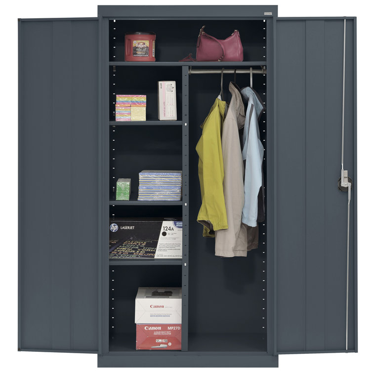 Charcoal Steel Freestanding Lockable Office Cabinet with Adjustable Shelving