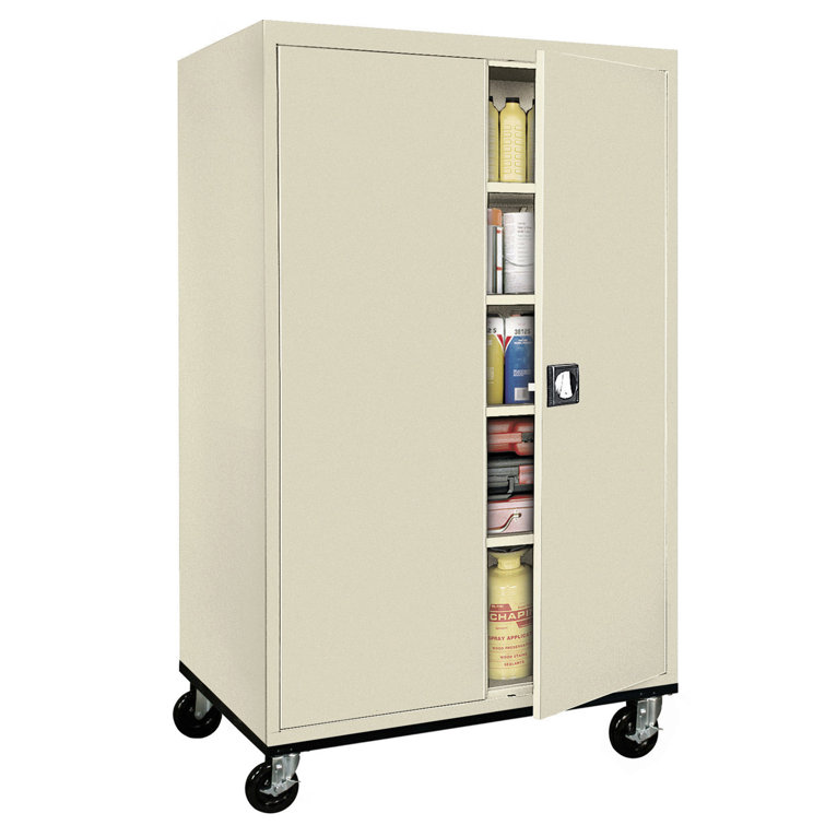 Putty Freestanding Lockable Steel Office Cabinet with Adjustable Shelving