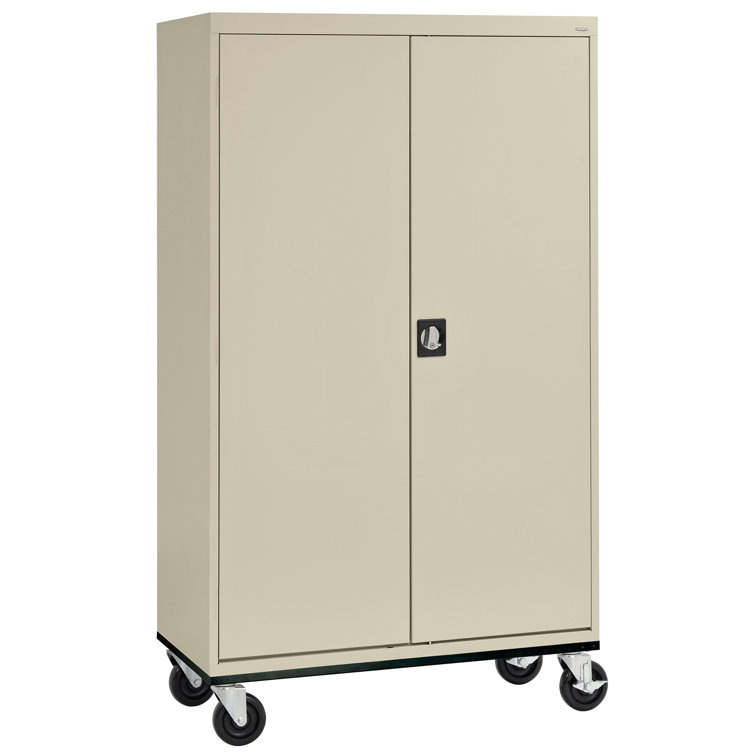 Putty Freestanding Lockable Steel Office Cabinet with Adjustable Shelving