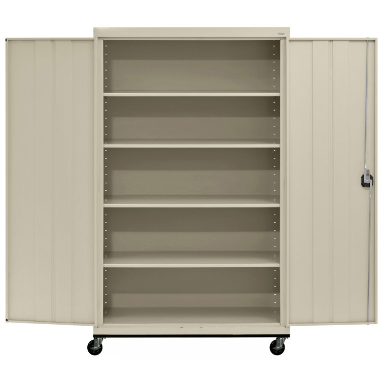 Putty Freestanding Lockable Steel Office Cabinet with Adjustable Shelving
