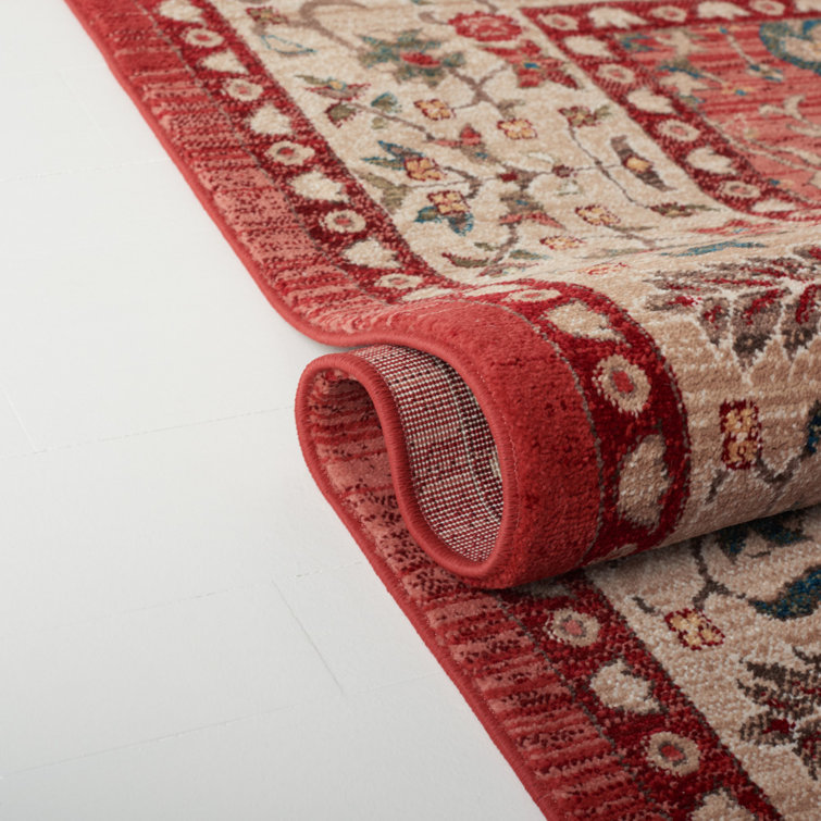 Elegant Floral Medallion 8' x 10' Red Synthetic Area Rug