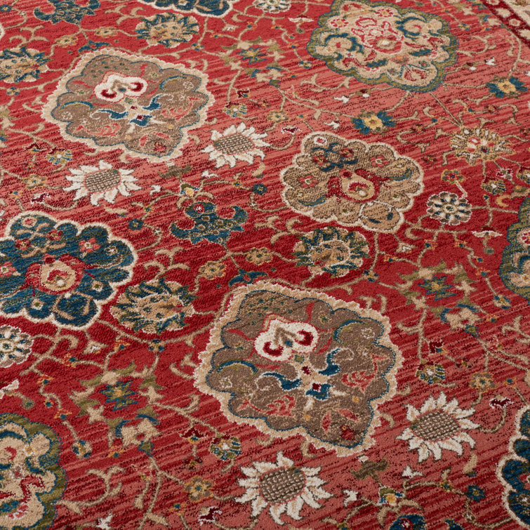Elegant Floral Medallion 8' x 10' Red Synthetic Area Rug