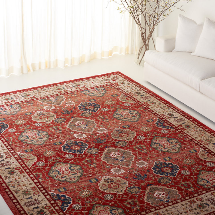 Elegant Floral Medallion 8' x 10' Red Synthetic Area Rug
