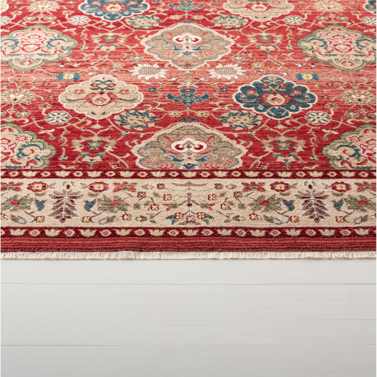 Elegant Floral Medallion 8' x 10' Red Synthetic Area Rug