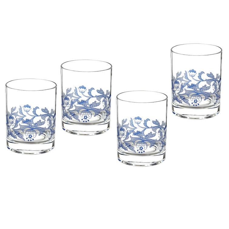 Spode Blue Italian Double Old Fashioned Glasses, 14 oz, Set of 4