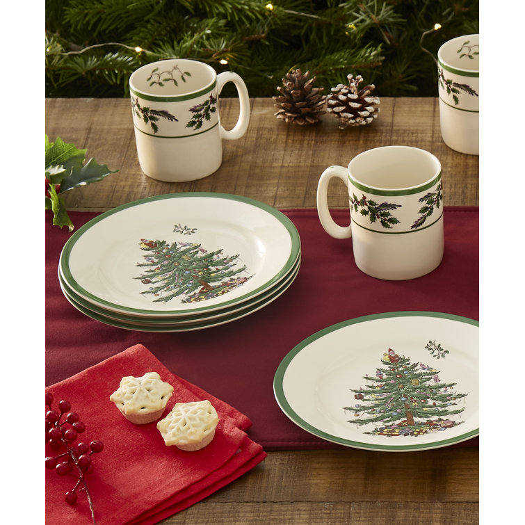 Spode Christmas Tree Holly 12-Piece Porcelain Dinnerware Set