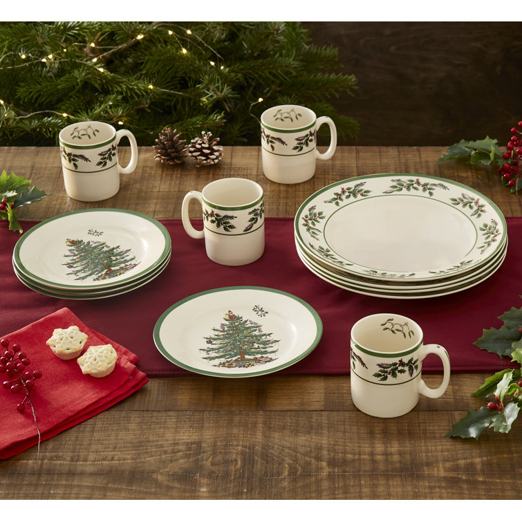 Spode Christmas Tree Holly 12-Piece Porcelain Dinnerware Set