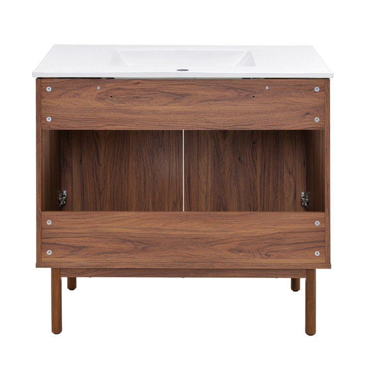Classe 36" Dark Walnut and Rattan Bathroom Vanity