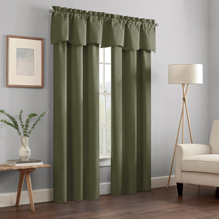 Artichoke Green Blackout Polyester Rod Pocket Curtains