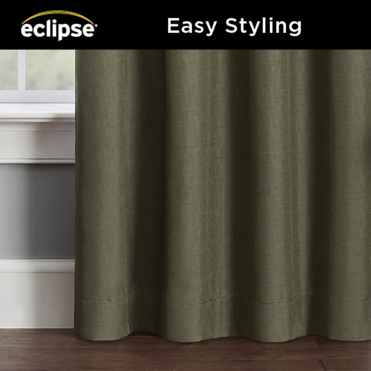 Artichoke Green Blackout Polyester Rod Pocket Curtains