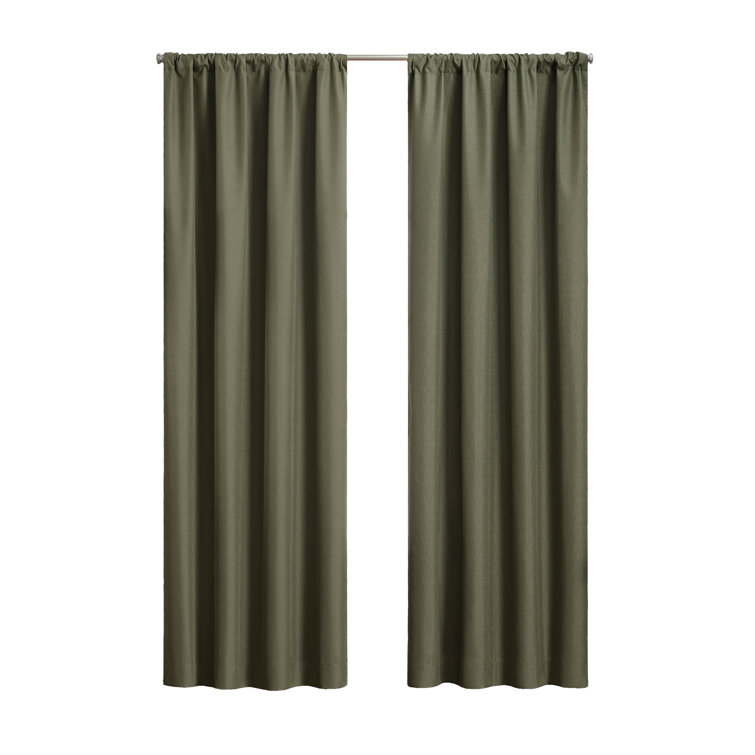 Artichoke Green Blackout Polyester Rod Pocket Curtains