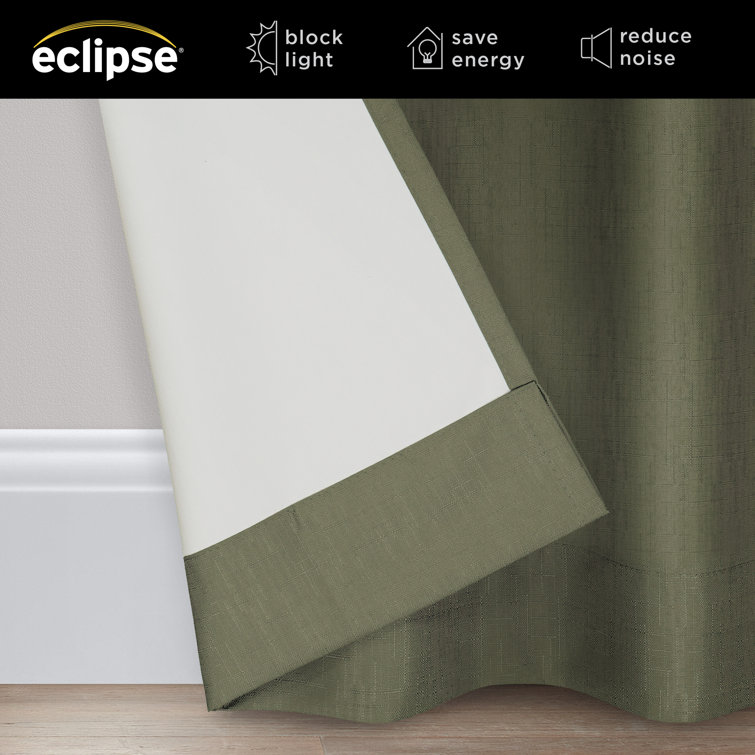 Artichoke Green Blackout Polyester Rod Pocket Curtains