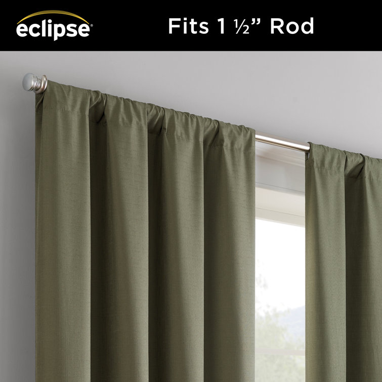 Artichoke Green Blackout Polyester Rod Pocket Curtains